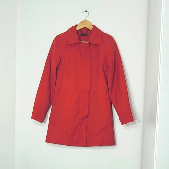 Suka Women's Red Cotton Blend Pockets Zip & Button Details Trench Coat Size XS - Picture 2 of 15